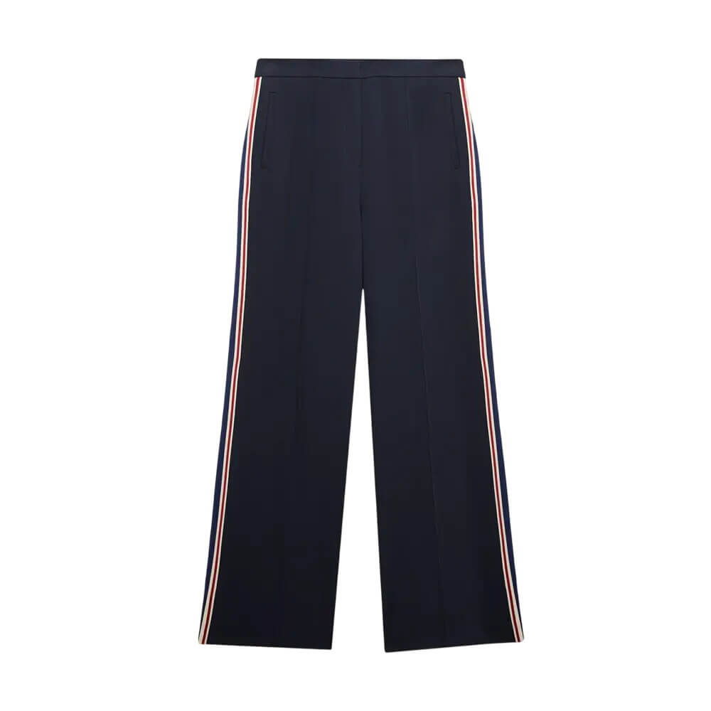 Mint Velvet Navy Side Stripe Trousers